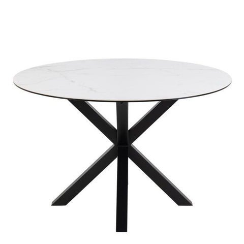 Heaven Round Dining Table with Ceramic White Top - 120cm