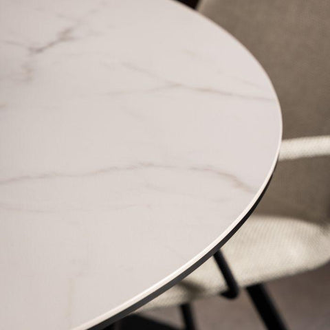 Heaven Round Dining Table with Ceramic White Top - 120cm
