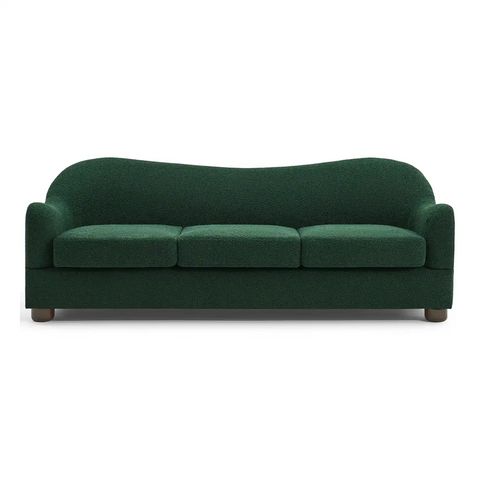 Biscuit Dark Green Boucle Wave Back 3 Seater Sofa