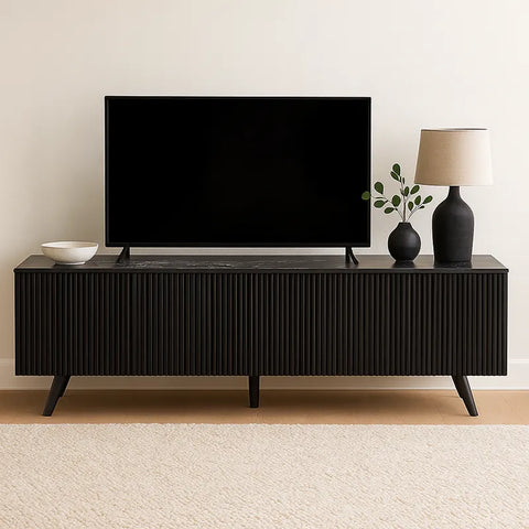 Echo Black Marble Effect Ceramic Top & Wooden TV Cabinet