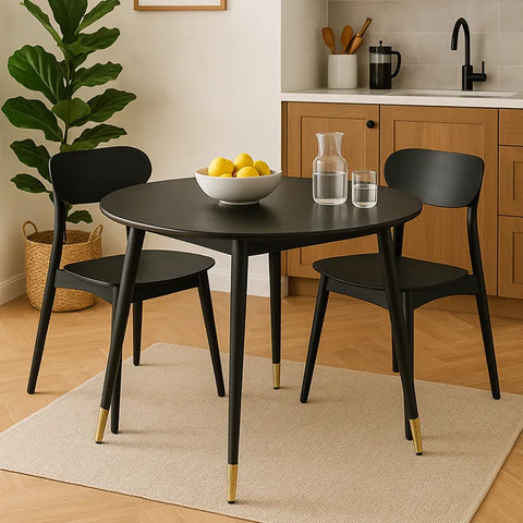 Henley Black Round Wooden Dining Table - 120cm