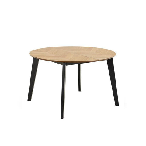 Georgetown Extendable Round Dining Table in Oak & Black