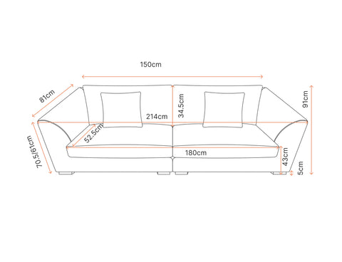 Holborn Grey Linen Sectional 3 Seater Sofa