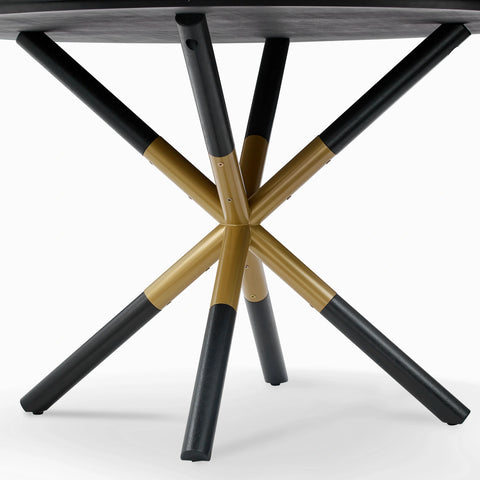 Kingsley Black Wooden Top & Metal Base Round Dining Table - 120cm
