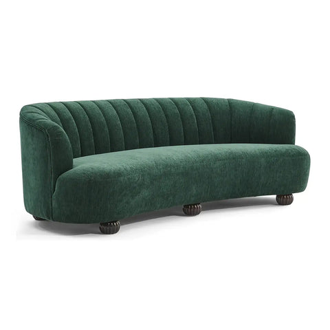 Laura Chenille Curved Anthracite Dark Green 3 Seater Sofa