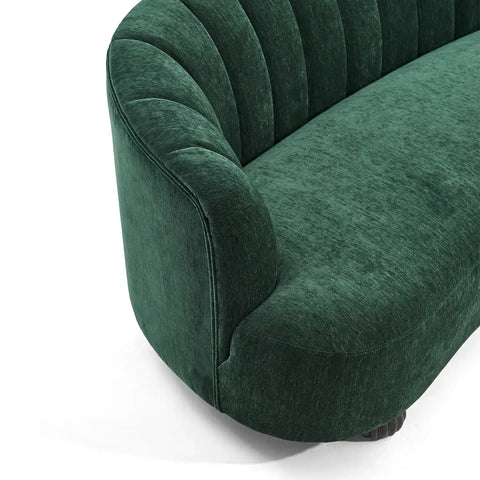 Laura Chenille Curved Anthracite Dark Green 3 Seater Sofa
