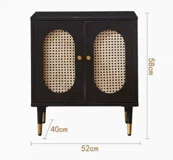 Lille 2 Door Rattan Bedside Cabinet - Black