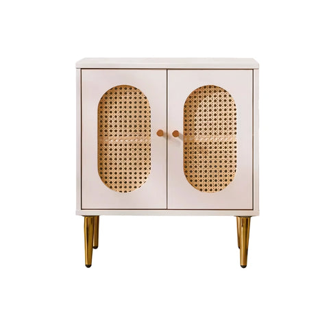 Lille 2 Door Rattan Bedside Cabinet - White