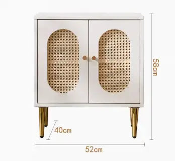 Lille 2 Door Rattan Bedside Cabinet - White