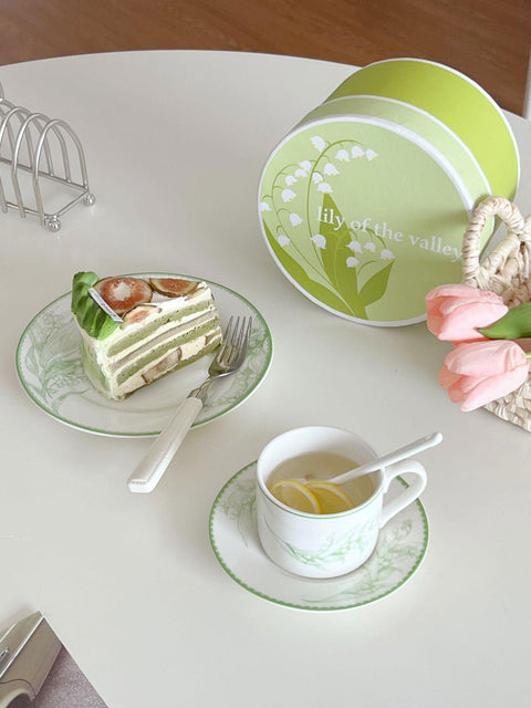Lily of the Valley Spring Vibe Ceramic Coffee Cup Set - 250ml - Furnt