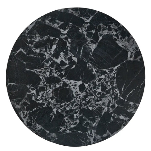 Lina Black Marble-effect Ceramic Top & Wooden Base Round Dining Table - 120cm