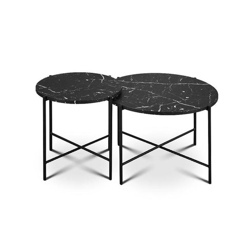Orbit Marble-Top Round Side Table Set - Lumber & Hollow Designs