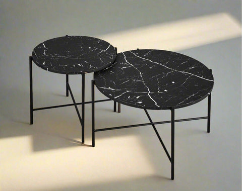 Orbit Marble-Top Round Side Table Set - Lumber & Hollow Designs
