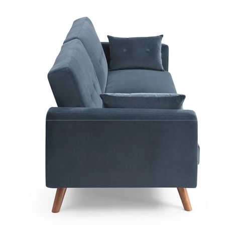Oslo Sofa Bed in Ink velvet and Old Gold Velvet