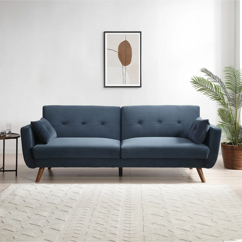 Oslo Sofa Bed in Ink velvet and Old Gold Velvet
