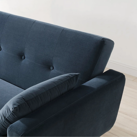 Oslo Sofa Bed in Ink velvet and Old Gold Velvet