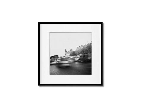 Parisian Streets at Dusk in Black & White -  Luminous Crystal Porcelain Framed Art Print - Furnt
