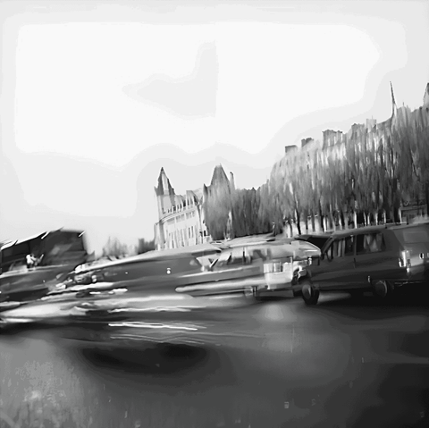 Parisian Streets at Dusk in Black & White -  Luminous Crystal Porcelain Framed Art Print - Furnt