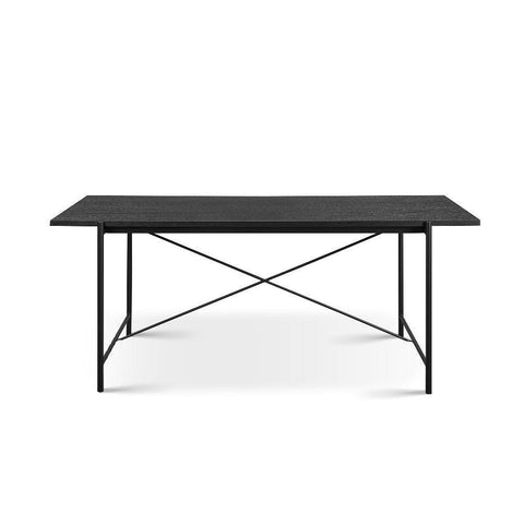 Quarry Rectangle Dining Table with X-Cross Steel Frame in Black