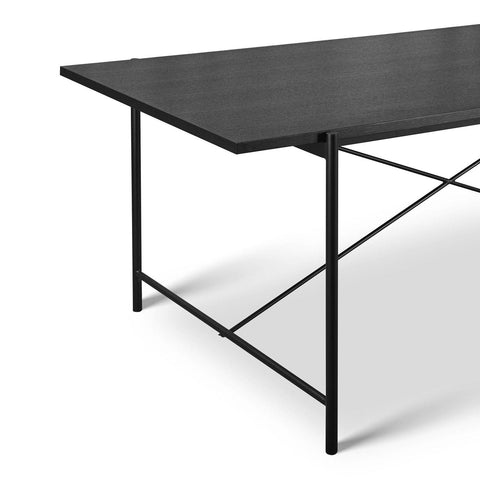 Quarry Rectangle Dining Table with X-Cross Steel Frame in Black