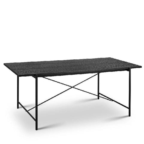 Quarry Rectangle Dining Table with X-Cross Steel Frame in Black