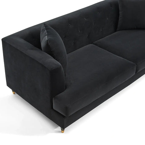 Tribeca Tufted Vintage Black Velvet 3 Seater Sofa