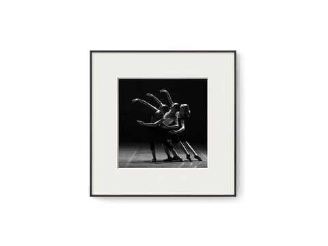Trio of Ballet Dancers on Stage in Black & White - Luminous Crystal Porcelain Framed Art Print - Furnt