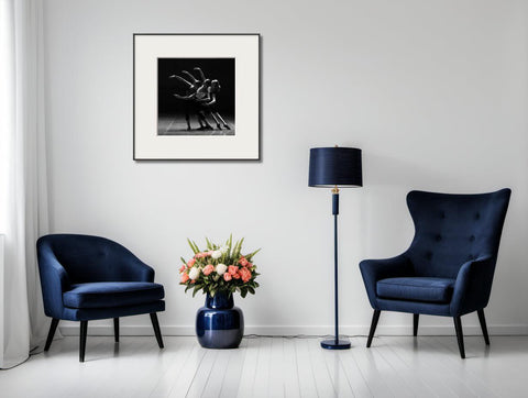 Trio of Ballet Dancers on Stage in Black & White - Luminous Crystal Porcelain Framed Art Print - Furnt