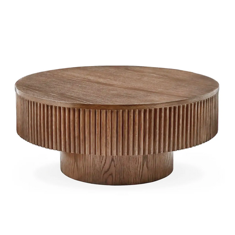 Vivid Brown Wooden Round Coffee Table