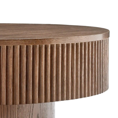 Vivid Brown Wooden Round Coffee Table
