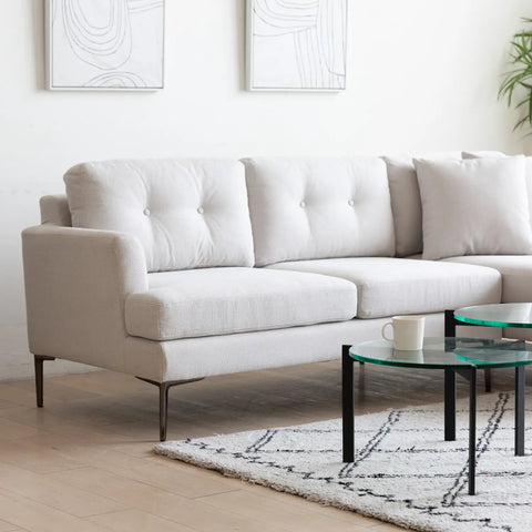 Orka Fabric Left Corner Sofa - Beige