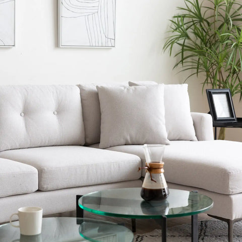 Orka Fabric Left Corner Sofa - Beige