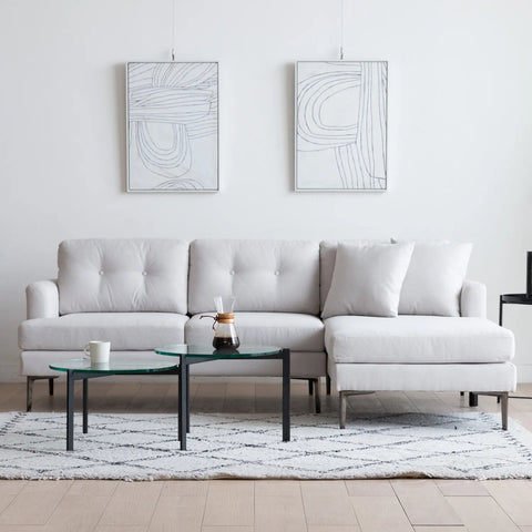 Orka Fabric Left Corner Sofa - Beige