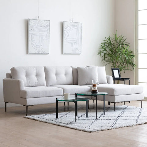 Orka Fabric Left Corner Sofa - Beige