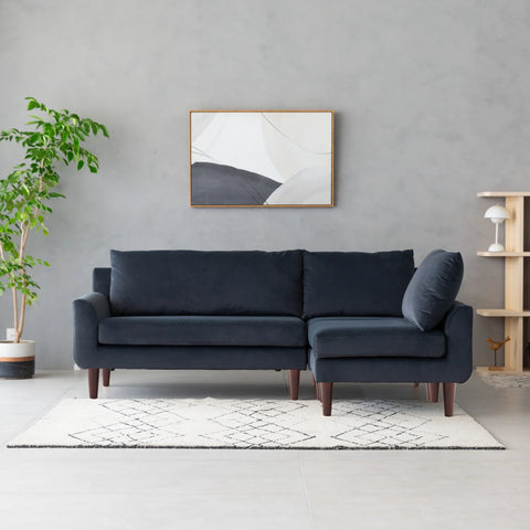 Vega Velvet Modular Corner Sofa - Dark Grey Charcoal