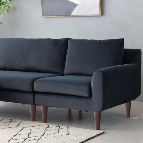Vega Velvet Modular Corner Sofa - Dark Grey Charcoal