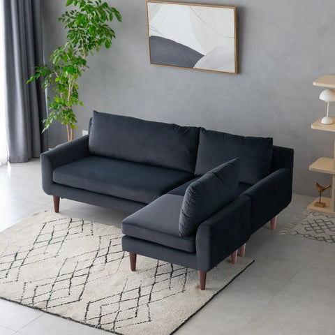 Vega Velvet Modular Corner Sofa - Dark Grey Charcoal