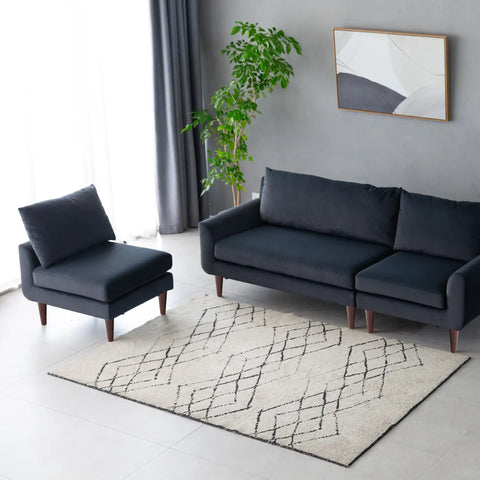 Vega Velvet Modular Corner Sofa - Dark Grey Charcoal