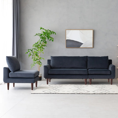 Vega Velvet Modular Corner Sofa - Dark Grey Charcoal