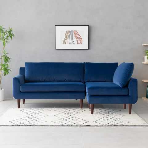 Vega Velvet Modular Corner Sofa - Navy