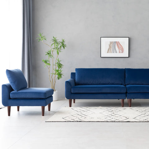 Vega Velvet Modular Corner Sofa - Navy