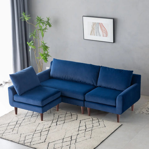 Vega Velvet Modular Corner Sofa - Navy