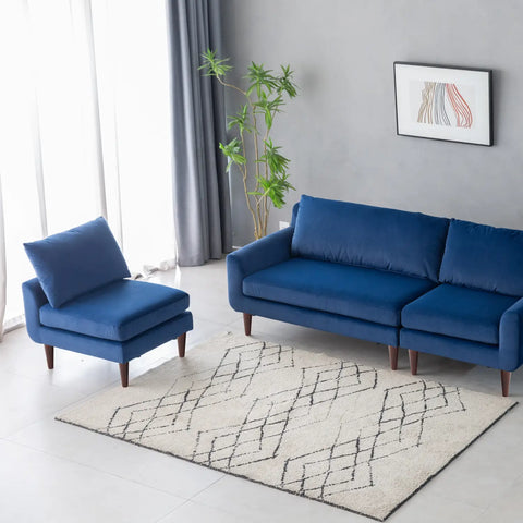 Vega Velvet Modular Corner Sofa - Navy