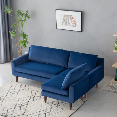 Vega Velvet Modular Corner Sofa - Navy
