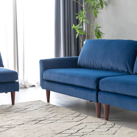 Vega Velvet Modular Corner Sofa - Navy