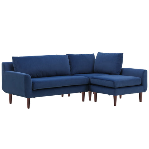 Vega Velvet Modular Corner Sofa - Navy