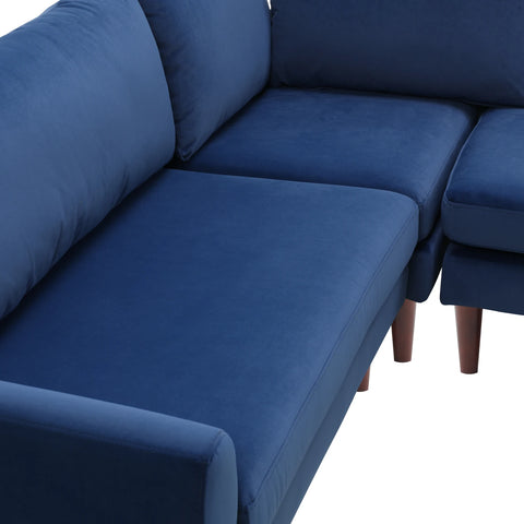 Vega Velvet Modular Corner Sofa - Navy