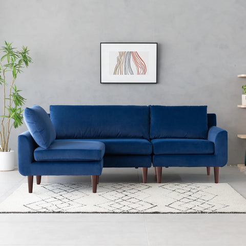 Vega Velvet Modular Corner Sofa - Navy