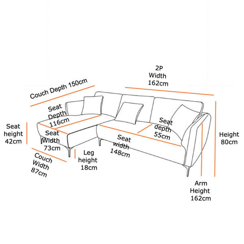 Barry Fabric Right Corner Sofa - Beige