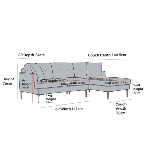 Orka Fabric Left Corner Sofa - Beige